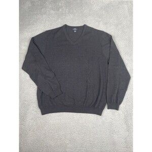 Brooks Brothers 346 Stretch Grey Mens V Neck Sweater Merino Wool Size XL